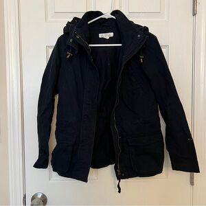Navy Blue Hooded Utility Jacket